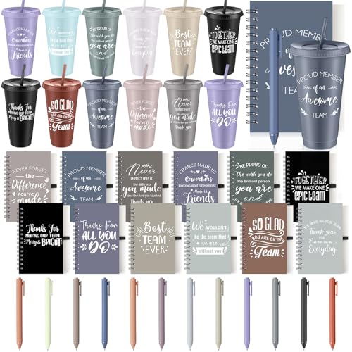 36 Pcs Employee Appreciation Gifts Bulk 24 oz Thank You Tumbler with Lid and Straw Mini Spiral Notebooks and Pens Appreciation Gifts for Team Employee Coworkers Teacher (36 Count)