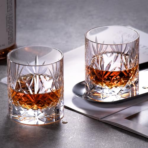 Crystal Whiskey Glasses Set of 2 Handcrafted Old Fashioned Glasses (2 Count)