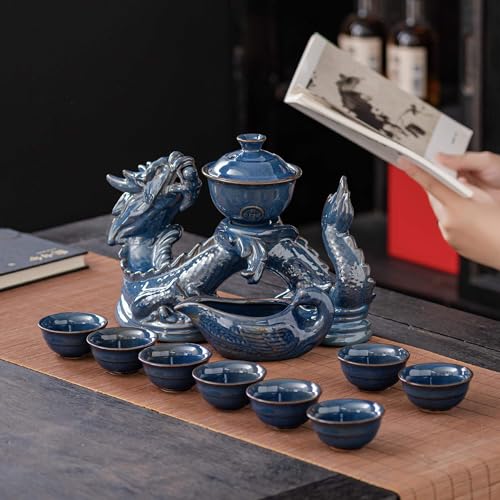 Ceramic Teapot with Infuser Semi Automatic Tea Set Magic Teapot with 8 cups Gradient Color