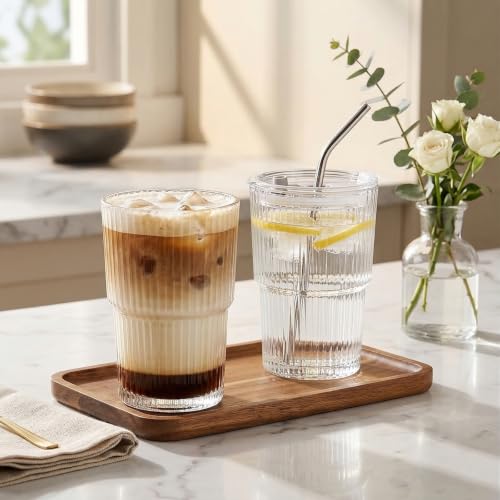 13oz Iced Coffee Cups with Lids and Straws