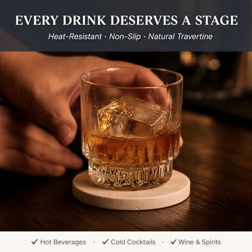 Travertine Stone Coasters Set of 4 (4 Count)