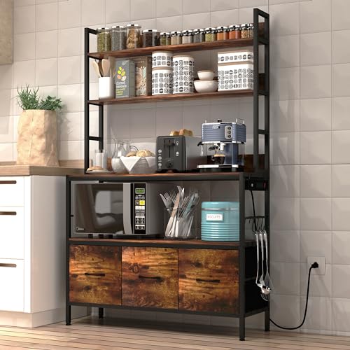 Kitchen Bakers Rack with Power Outlet
