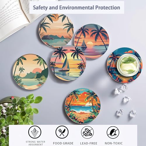 Drink Coasters Set of 6 with Holder