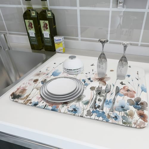 18"x24" Customized Dish Drying Mat Custom Image Dish Drainer Mats for Kitchen Personalized Photo Text Logo Microfiber Reversible Dish Drying Rack Pad for Countertop Tabletop Large Decor