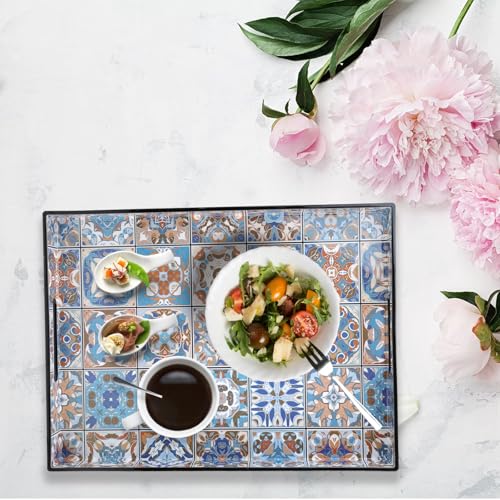 Plastic Serving Tray with Handles for Coffee Table