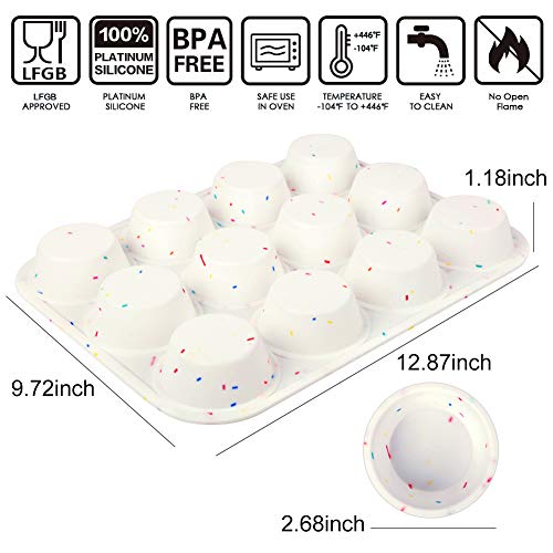 Silicone Muffin Pan for Baking Regular 12 Cups Cupcake Pans Muffin Tin Non
