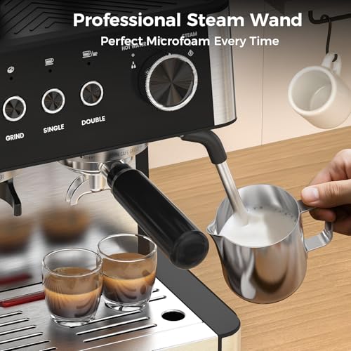 20 Bar Espresso Machine with Grinder & Milk Frother
