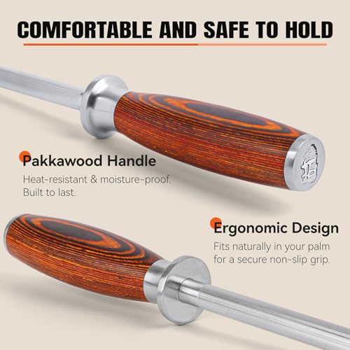 Honing Rod Sharpening Steel with Larger Diameter for Kitchen Knife Daily Honing Maintenance