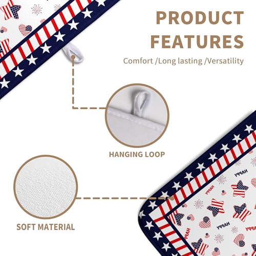 4th of July Dish Drying Mats for Kitchen Counter Patriotic Independence Day Kitchen Dishes Dryer Pad Stars Absorbent Dish Mat Microfiber Washable Foldable Reusable Large 18x24 in