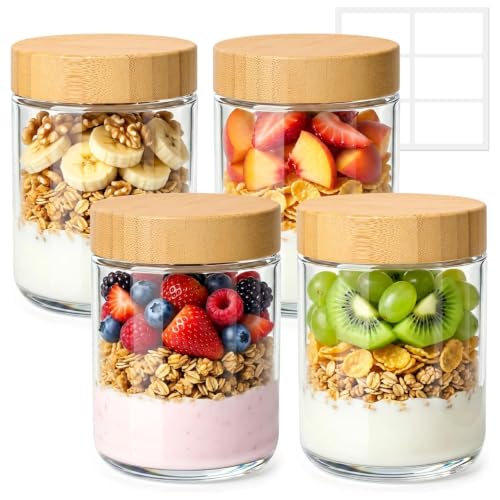 Overnight Oats Containers with Lids 16 oz (4 Count)