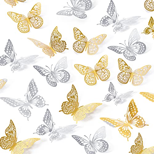 3D Butterfly Wall Decor 48 Pcs 4 Styles 3 Sizes (48 Count)