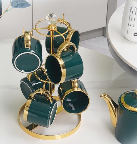 Double Tier Coffee Mug Tree Holder for Counter 6 Hooks