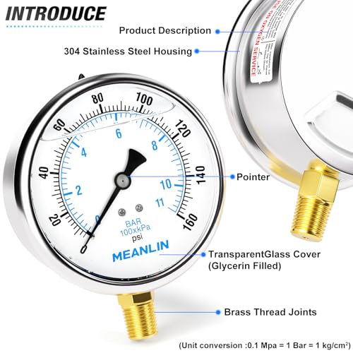 0~160Psi Stainless Steel 1