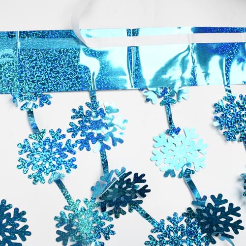 Blue Hanging Foil Fringe Snow Flakes Party Snowflake Backdrop (2 Count)