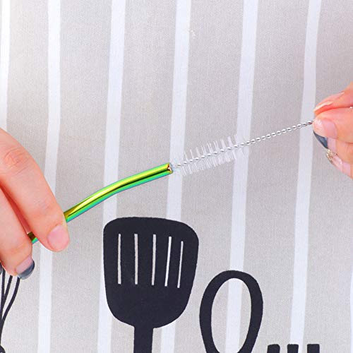 10 pcs Metal Straw Spoons with 2 Cleaning Brushes