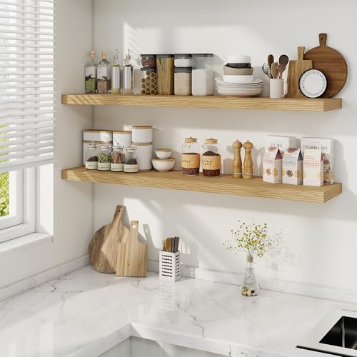 48 Inch Oak Floating Shelves (2 Count)