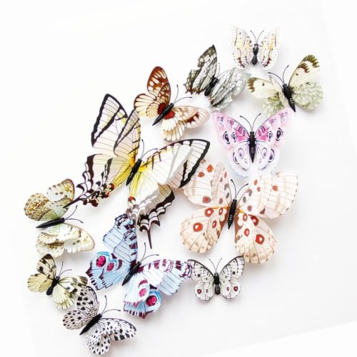 3D Butterfly Wall Decor Butterfly Decorations Stickers with Magnets (24 Count)