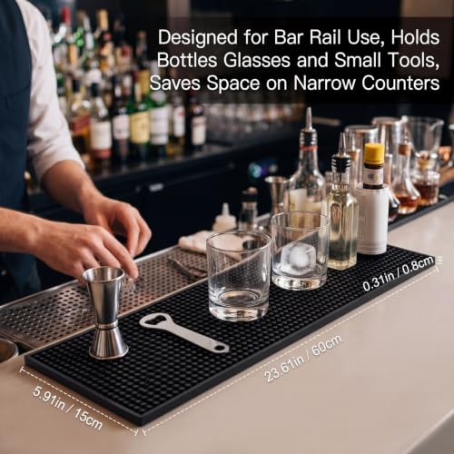 4 Pcs Bar Mat 24 X 6 Inch Black (4 Count)