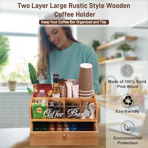 2 Tier Coffee Bar Organizer with Clear Acrylic Top