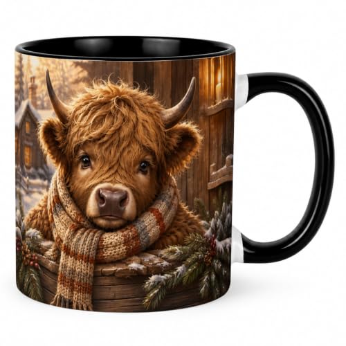 Cozy Winter Highland Cow Coffee Mug