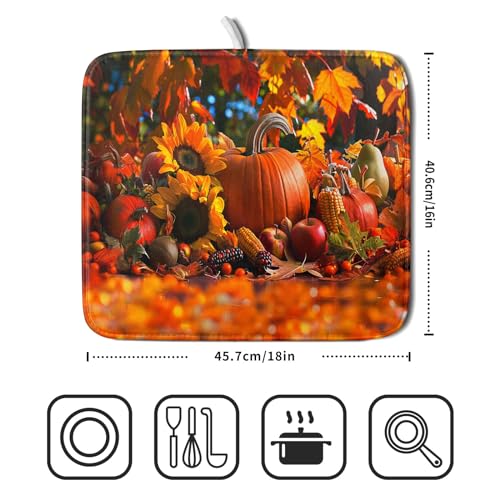 Fall Harvest Pumpkin Dish Drying Mat for Kitchen Counter