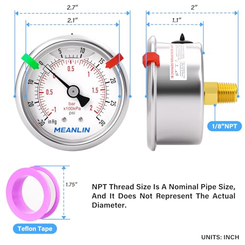 30inHG~30Psi Vacuum Pressure Gauge 1