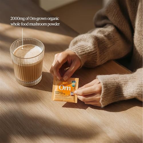 OM Mushrooms SUPERFOODS Creamy Vanilla Chai with Organic Adaptogenic Mushrooms for Energy (2.8 Ounce)