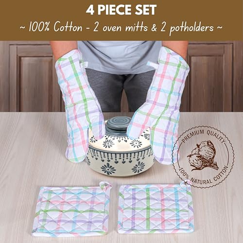 4 Piece Set 2 Oven Mitts & 2 Potholders (4 Count)