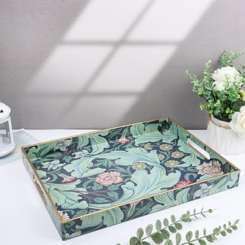 Plastic Serving Tray with Handles for Coffee Table