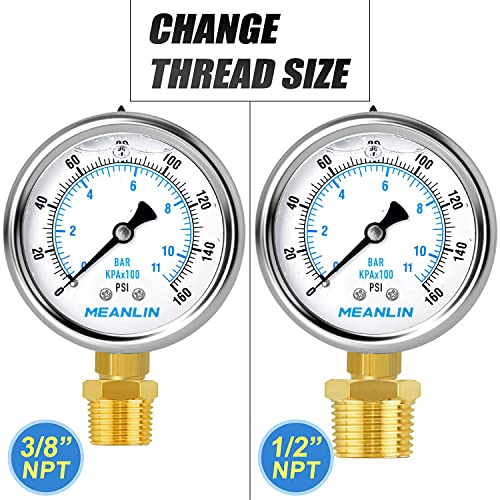 0~160Psi Stainless Steel 1 (2 Count)