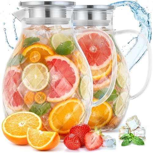 Borosilicate Glass Pitcher with Lid & Spout (2 Count)