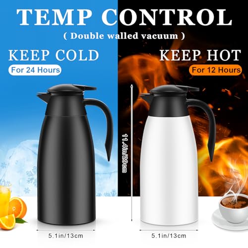 2 Pcs Thermal Coffee Carafe Insulated Stainless Steel Coffee Carafe for Hot Liquid Vacuum Thermal Pot Creamer Pitcher Dispenser with Brushes Keeping Hot Water Milk
