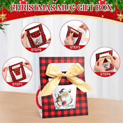 12 Sets Christmas Coffee Mugs with Mug Boxes 12 oz (12 Count)