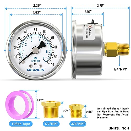 0~100Psi Dry Pressure Gauge Stainless Steel 1