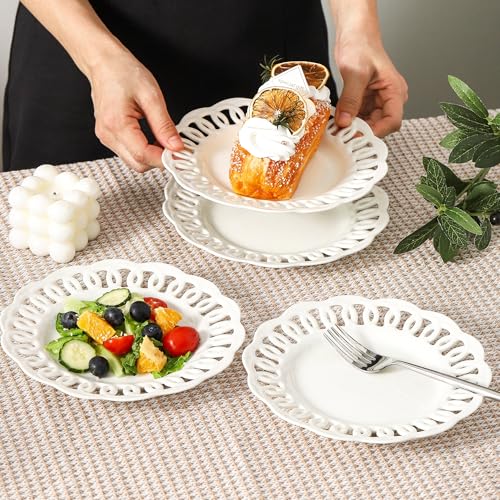 Round Appetizer Plate with Scalloped Edge Lace Rim (4 Count)