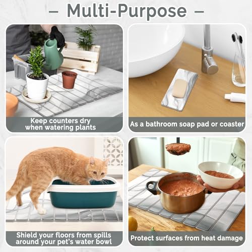 Large Stone Dish Drying Mat for Kitchen Counter (2 Count)