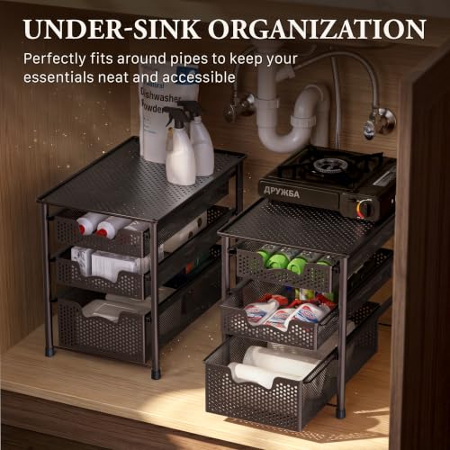 Stackable 3 Tier Sliding Basket Organizer Drawer (3 Count)