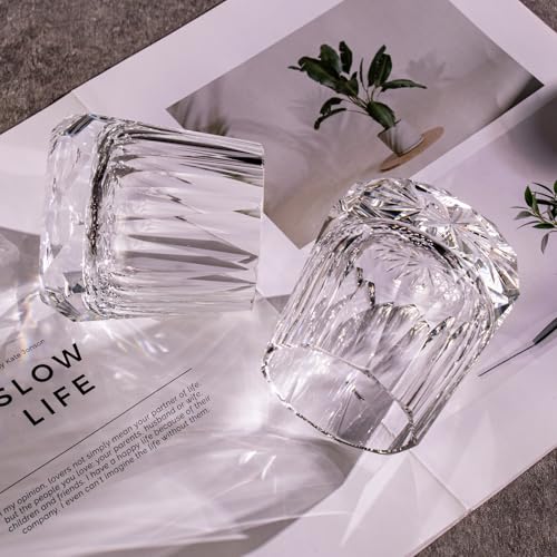 Crystal Whiskey Glasses Set of 2 Handcrafted Old Fashioned Glasses