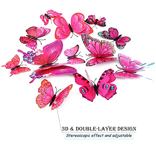 3D Butterfly Wall Decor Butterfly Decorations Stickers with Magnets (48 Count)