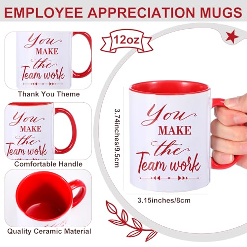 6 Set Employee Appreciation Gifts Include Thank You Staff Mug Gift Set 12 oz Appreciation Mugs Inspirational Pens Tags for Employee Staff Team Group (6 Count)