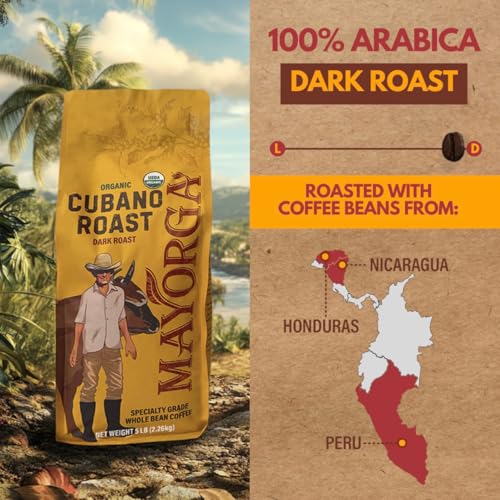 Dark Roast Coffee 5lb bag Cubano Roast 100% Arabica Café Whole Coffee Beans (80 Ounce)