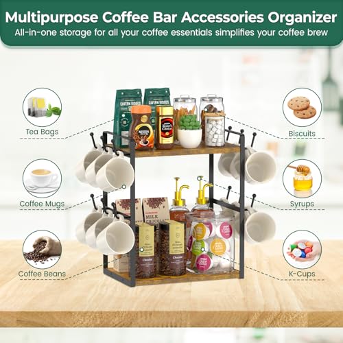 Coffee Station Bar Organizer Mug Holder Stand Countertop