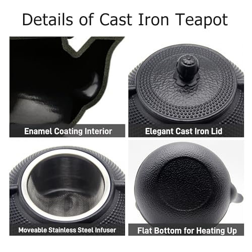 20.3oz Small Cast Iron Teapot Set with Warmer