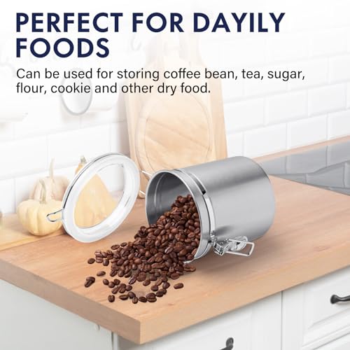4 Piece Stainless Steel Airtight Food Storage Canister Set with Lid (4 Count)