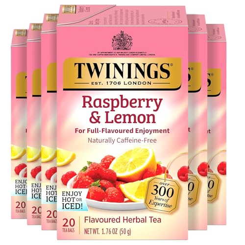 Raspberry & Lemon Herbal Tea Bags 20 CT Box (120 Count)