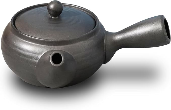 Banko-Yaki Japanese Tea Pot – Traditional Japanese Tea Kettle with Stainless Steel Bottom Strainer – Heat Resistant and Durable Ceramic Teapot for Deep Steamed Tea (Lava Gray)
