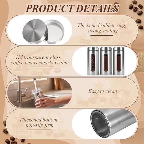 Stainless Steel Coffee Grounds Canisters Container with Shelf (3 Count)