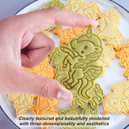 8 Pcs Unicorn Cookie Cutters Set Baking Molds 3D Unicorn Press type Cookie Cutter for Baking