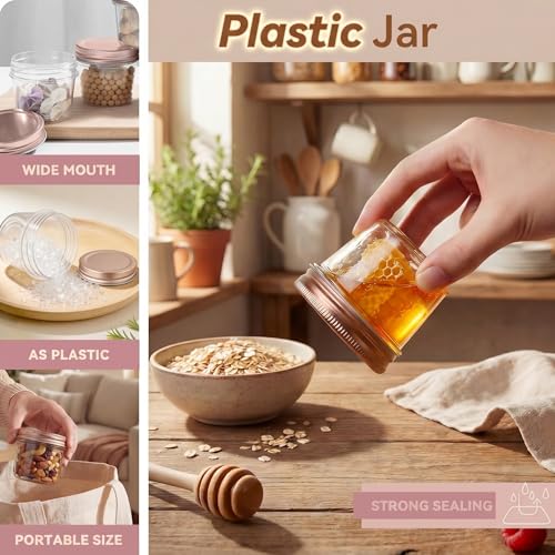 4 oz Plastic Small Mason Jars and Small Plastic Jars with Lids (20 Count)