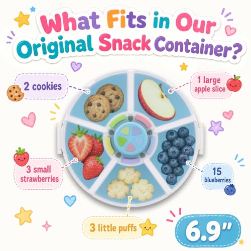 Kids Reusable Rotating Snack Container with 5 Separate Compartments